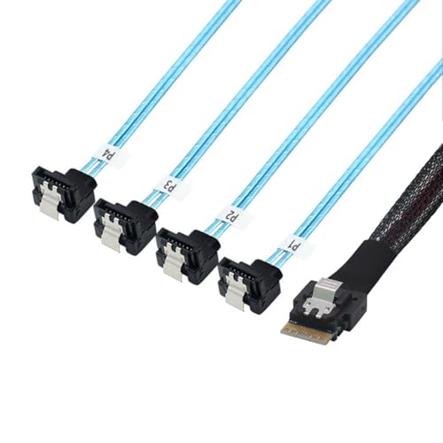 Cable PCIe Slimline SAS 4.0 38pin SFF-8654 4i a 4x SATA 90° 1m