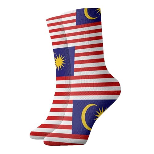 UVBDF Chaussettes confortables et respirantes avec drapeau de la Malaisie, chaussettes douces anti-humidité pour un usage quotidien et la salle de sport