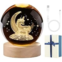 Chingde Lámpara de Bola de Cristal 3D, Unicornio Bola Cristal