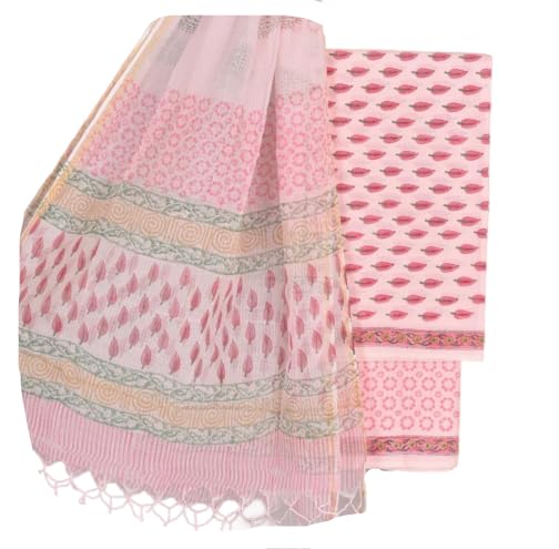 rigdom Jaipuri Block Print Unstitched Cotton Dress Material with Kota Doria Dupatta for Women's-picture-36