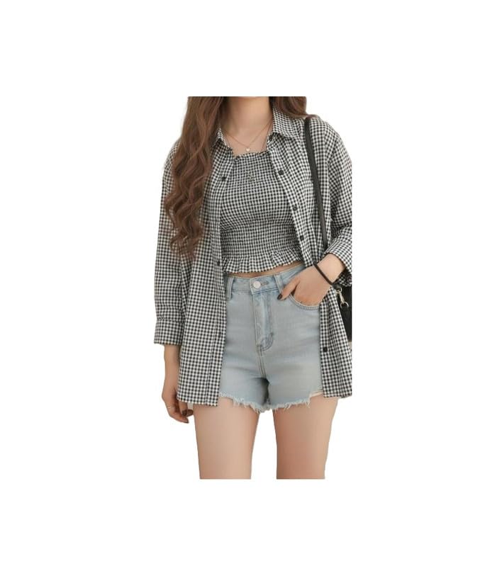 Umra Collection Women Checked Shirt Top Designed for Easy Daily Designs Comfortable Light and Fresh Style Look-image-24