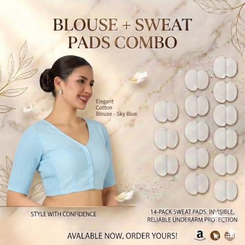 Image of Studio Shringaar Women's Cotton Stretchable (Smocked) Readymade Saree Blouse