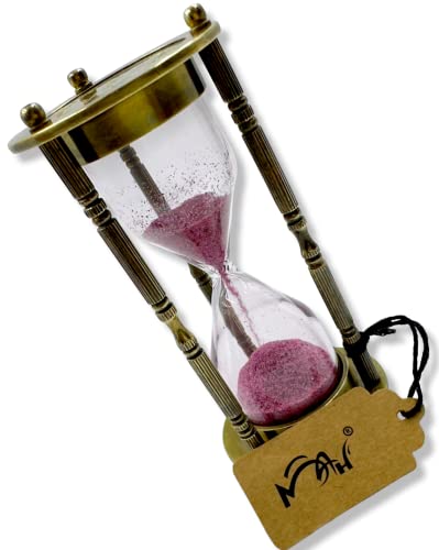 Mah 1 Minute Decorative Nautical Vintage Brass Sand Timer With Safety Leather Case Home Décor, Small Brass Sand Clock, Metal Unique Hour Glass Sand Glass For Office. C-3071 #TOP1