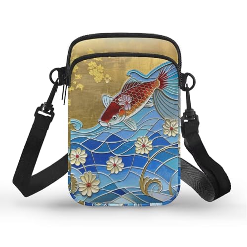 Stained Glass Art Crossbody Phone Bag for Women Small Sling Purse, Animals Mini Shoulder Bags for Travel Passport