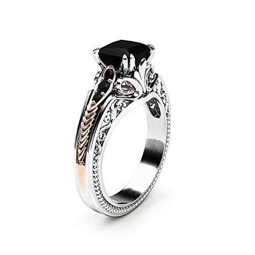 Bague argent 925 onyx noir coupe carrée marcassite oxyde de zirconium - 6