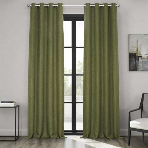 Image of HPD Half Price Drapes Grommet Linen Curtains 108 Inches Long Room Darkening Curtains for Bedroom & Living Room (1 Panel), 50W x 108L, Tuscany Green