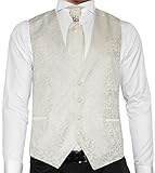 Sehr schöne Farbkontraste BRÄUTIGAM HOCHZEIT WESTE IVORY ELFENBEIN -SET 3 TEILIG - DESIGNER WESTE NEU W03 (6XL)
