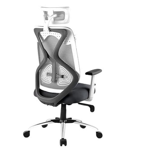 Image of Ergonomic Mesh Office Chair with Adjustable Headrest, Breathable Back, Height Adjustable Seat, Armrests & 360 Swivel for Home & Office(Grey & White)