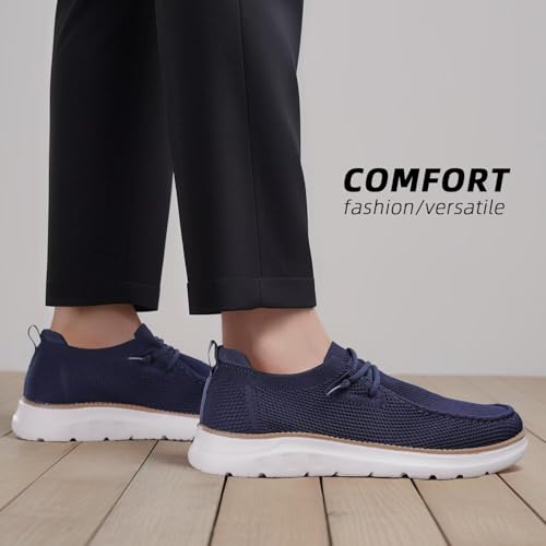 Image of Mens Boat Loafers Slip-on Casual Mesh Walking Shoes Business Oxfords Sneakers Work Lightweight Comfortable Soft Sole