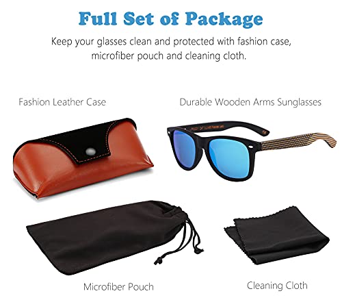 Image of Mens Polarized Wood Sunglasses for Men Women, Womens Sunglasses Wooden Sides Bamboo Glasses