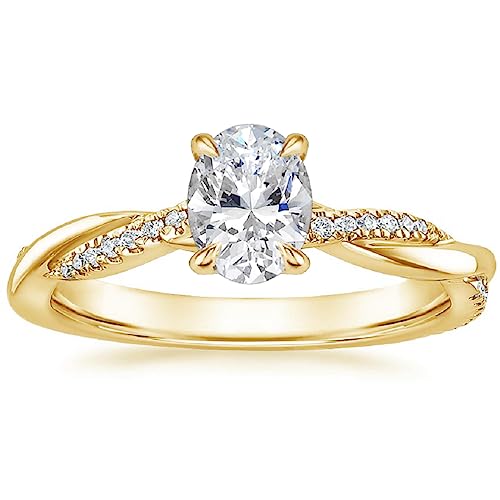 14K Solid Yellow Gold Handmade Engagement Ring 1.5 CT Oval Cut Moissanite Diamond Solitaire Wedding/Bridal Rings Set for Womens/Her Proposes Ring