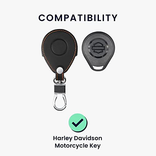 Image of kwmobile Key Fob Cover - Black /Orange - Compatible with Harley Davidson Motorcycle Key