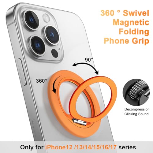 Image of ZORBES Magnetic Phone Ring Grip 360 Swivel Phone Grip Ultra Slim Folding Metal Phone Ring Phone Desk Stand Phone Support