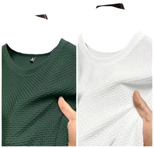 Trendy Men Tshirt Combo Pack Two Popcorn Fabric self Design Short Sleeve Regular Lifestyle Outfit-picture-43