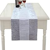 Table Runner with Diamante Strip-Kitchen Table Runner-Rectangular Dining Table Dresser Runner for Home Kitchen Party Wedding Festival Decorations(13x36inch)
