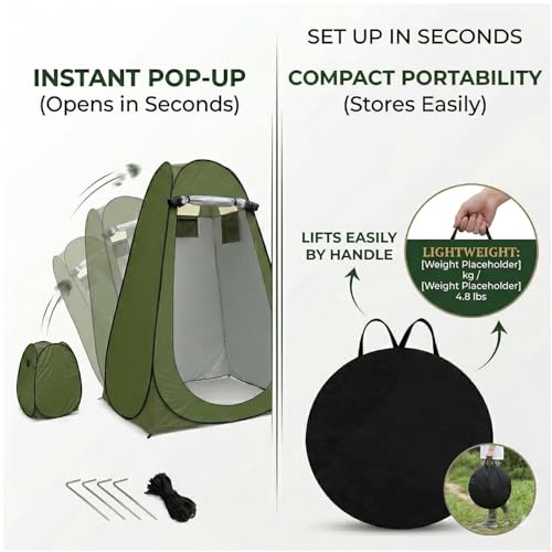 Image of Coku Privacy Shower Tent, Pop-up Portable Camping Tent, Outdoor Toilet Changing Dressing Room, Instant Privacy Shelter for Picnic Waterproof Bathroom