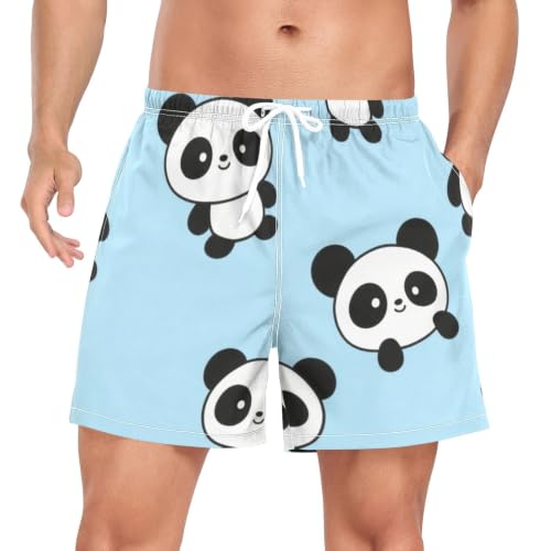 Pantalones cortos de natación para hombre estilo urbano, bañador de panda azul para vacaciones