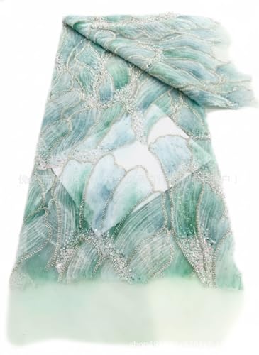 Tissu à paillettes corail rose brodé de perles pour robe de bal de 5 yards