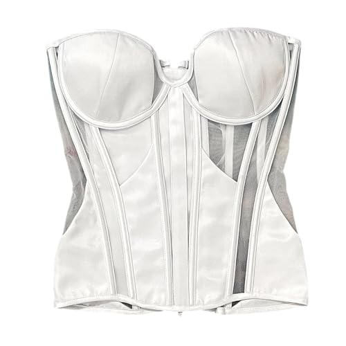 Elegante corsé de boda para vestidos de novia, corpiño fino y transparente para vestidos y atuendo formal, blanco, XXL