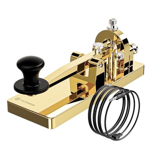 Image of CW Telegraph - Heavy Duty Stainless Steel Classical Morse Code Key, Shortwave Radio Ham Send Telegram Practice Oscillator Straight Key (Gold)