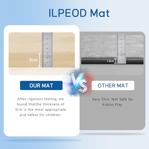 Image of Baby Play Mat for Floor Nursery Rug Muscle Mat Area Rug Playroom Rug Playpen Mat Elastic Foam 1.3 inch Thick Crawling Mat for Babies,Toddlers, Infants, Kids 79 inchx118 inch,A Beige