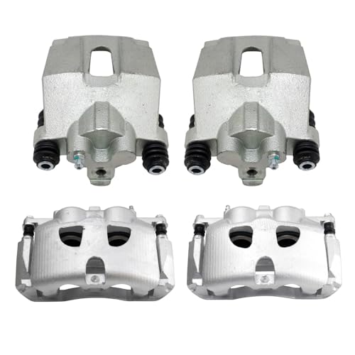 Image of TRQ Front and Rear Brake Caliper Set Zinc Coated Brackets Compatible with 2010-2011 Ford F 150