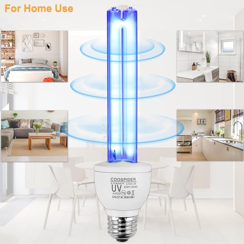 Lâmpada UVC sem ozônio, lâmpada germicida UV, desinfetante de luz UV para quarto/banheiro/armário/co