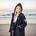 Owntop Waterproof Swim Parka for Kids Youths and Adults - Unisex Hooded Surf Poncho, Oversized High-Low Hem Windproof Changing Robe, Sherpa Winter Warm Beach Towel Jacket with Pockets Black Rose XL