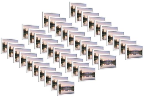 Image of 4x6 Inch Wooden Photo Frame | Fits 4x6 Photos | 0.5 mm Unbreakable Acrylic Front | Wall & Tabletop Display | Lightweight Gallery Style Frame for Home & Office (40, Elegant White)