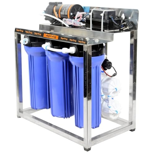 Image of iSpring 25 LPH commercial RO + UV water purifier Plant 25 Liter Per Hour Blue Stainless steel Full Automatic with TDS Adjuster