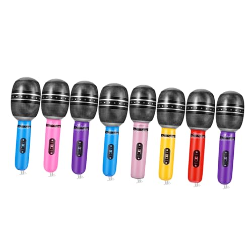 UPKOCH Lot De 8 Faux Microphones Gonflables 25 Cm Multicolores pour Jeu De Rôle Et Fête, Accessoires De Micro Factices Légers Et Réalistes, Jouets D’Imitation pour Spectacles Et Cosplay