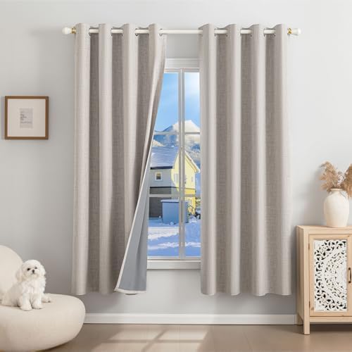 100% Rideau Occultant Thermique Isolant Anti Froid, Lot de 2 Lin ...