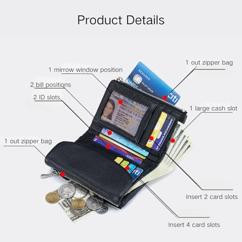 Joyfullygo Wallet, Unisex Genuine Leather Wallets, 2025 New Pebble Leather Coin Purse, Small Billfolds For Women with Id Card Holder, Coin Holder & Cash Slots (Silver)4