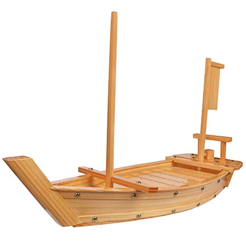 Kichgather 20' Wooden Sushi Serving Tray Boat Plate for Restaurant or Home