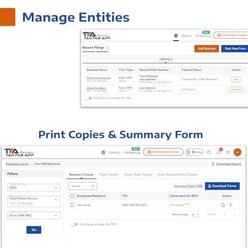 image for Tax Form Solutions TFA Software for Tax Form Filing, Print, Mail, and 