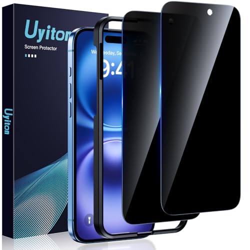 Uyiton für iPhone 16 für Panzerglas Sichtschutz - 2 Stück 9H Härte Schutzglas Sichtschutzfolie mit Schablone,30°Privacy ...
