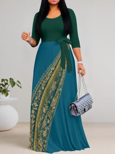 Image of Women's 3 /4 Sleeve Maxi Dress with Pockets