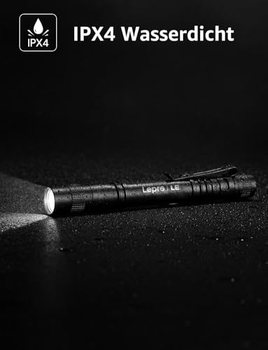 Lepro Taschenlampe (2 Stück), Mini LED Stiftlampe mit 3 Modi, Schwarz – Ansicht 5