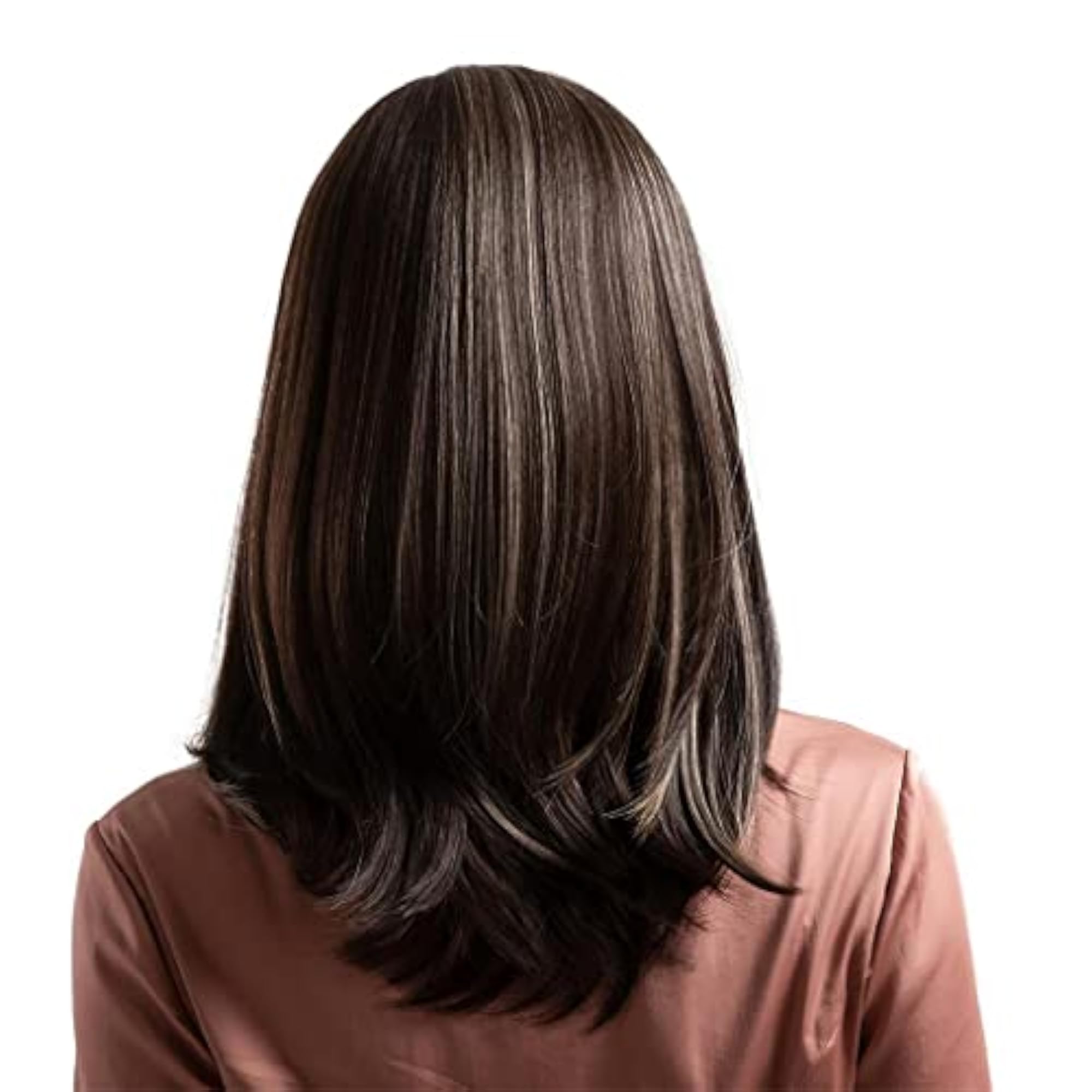 Mixed Brown Side Part 18 Long Straight Bob Hair Synthetic Wig