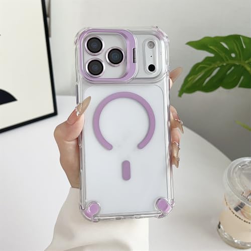 Protection objectif iPhone 16 Plus coque antichoc violette à support magnétique
