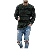 DZQUY Men Striped Knit Sweaters Casual Fashion Slim Fit Autumn Winter Crew Neck Pullover Sweatshirt...