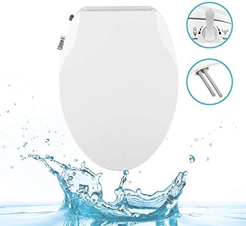 Alpha ONE Bidet Seat - Elongated - Non-Electric - Natural Water Spray - Ultra Low Profile - Powerful Spray - 1 Lever Controls Front and Rear Cleansing - Brass Valve and Fittings - Sturdy Sittable Lid