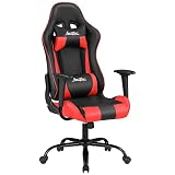Gaming Chair Office Chair Desk Chair with Lumbar Support Headrest Armrest Task Rolling Swivel Ergonomic E-Sports Adjustable PC Gamer Chair (Red)