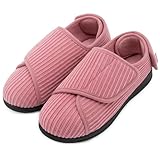 HomeTop Women's Adjustable Comfort Slippers with Memory Foam House Shoes Pink, 8 US