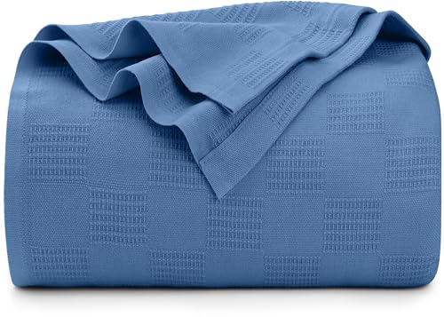 Utopia Bedding Wedgewood 100% Cotton Blanket [King Size - 90x108 Inch] 350GSM Lightweight, Soft and Breathable Thermal Blanket for All Seasons