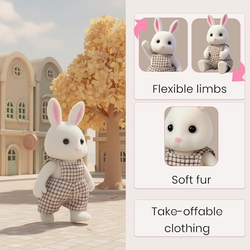 Set de 2 Muñecos Conejo Blanco Flocked 3 Pulgadas miniatura 5