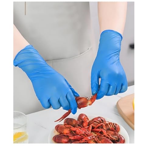 Image of Blue Nitrile Examination Gloves, Powder-Free, Latex-Free, Disposable Medical Gloves, Medium Size, 50 Count | Ideal for Medical, Food Handling, Laboratory, Salon & Cleaning