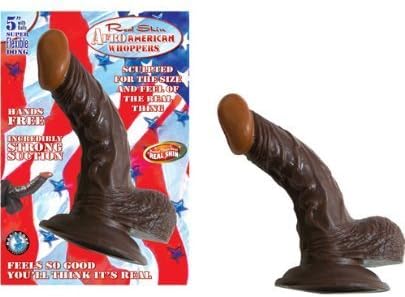 Vibrating Real Skin Afro American Whoppers 5" w/Balls - Brown Suction Cup