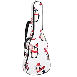 Housse de guitare imperméable Oxford avec motif pingouin dans un chapeau de Père Noël avec bandoulière réglable - Les Beatles, Paul McCartney, John Lennon, RIngo Starr, George Harrison
