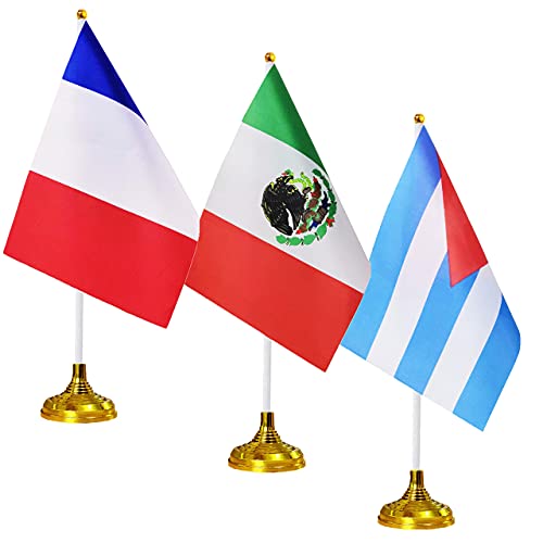 Tibijoy 24 Pcs International World Table Flags With Stands Base,Small Mini Country Desk Flags Holder Stand,Miniature Desktop Flags Set,International Table Decorations,Home Decoration,8.2 X 5.5 Inches #TOP4